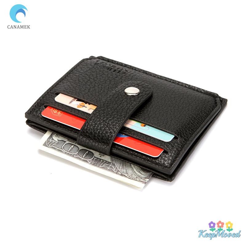 Keepmoving PU Mens Pebbled Pattern Card Holder Portable Zipper Coin Wallet Card Holder Bank Card Sleeve Business Card Holder ใหม่