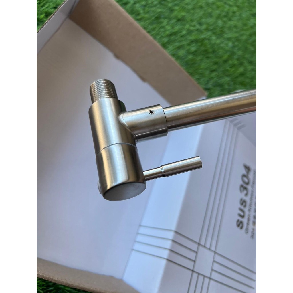 ก๊อกน้ำซิงค์สเตนเลส+ติดผนัง หมุนได้ 360 องศา คอโค้ง - รูปที่ 5