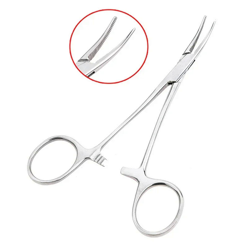 Stainless Steel Locking Forceps Artery Surgical Clamp Curved Straight Tip Fish Hook Pliers Hemostati