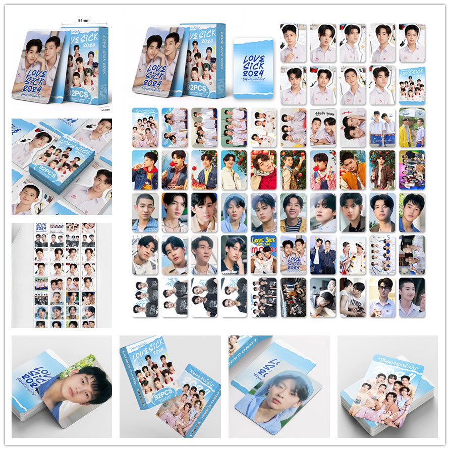 การ์ดโลโม่ Love Sick 92 ชิ้น Photocards การ์ดโฮโลแกรม Pun และ No Thai TV Series