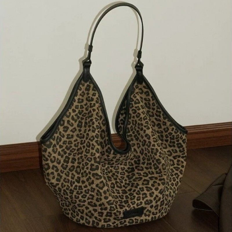 LHL BOUTIQUE leopard bag กระเป๋าสะพายข้าง ลายเสือดาว  เบา ถุงใบใหญ่ tote bag