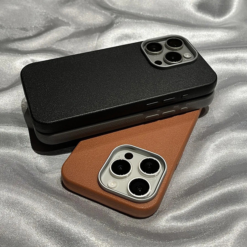 หรูหราหนังเคสโทรศัพท์แม่เหล็ก สําหรับ iPhone 17 Pro Max 17E 16 16E 15 14 13 12 11 Pro Max 16 Plus กล้องป้องกันสีทึบกันกระแทกซิลิโคนอ่อนนุ่ม