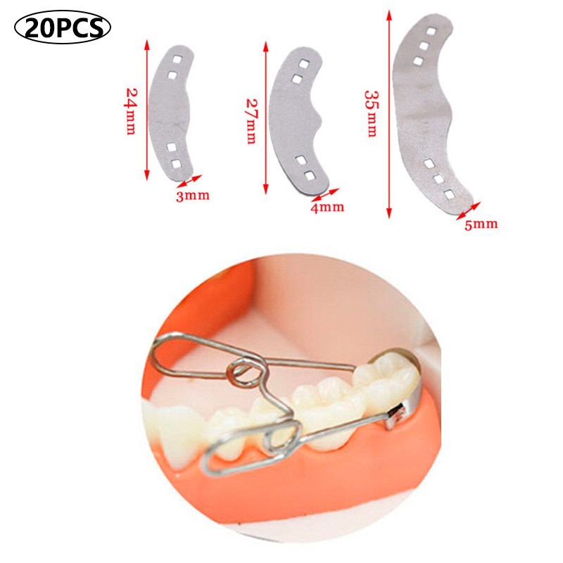 20 ชิ้น Ivory matrix Band,matrix Band เครื่องมือทันตกรรมสแตนเลสขึ้นรูป Slice Tofflemire Stuck
