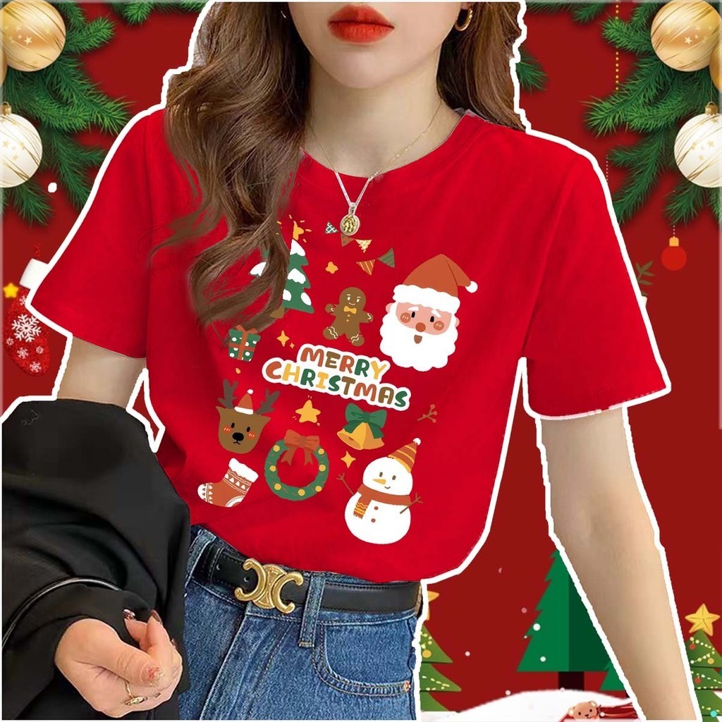 COD (จัดส่งในกรุงเทพฯ) MAO Shop ต้นคริสต์มาส พิมพ์ลาย เสื้อครอบครัวคริสต์มาส วันคริสต์มาส#56823