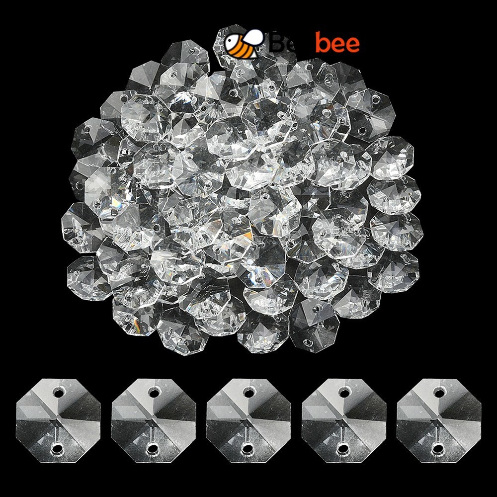 100 ชิ้นโปร่งใส K9 แก้วเชื่อมต่อ Charms Faceted Octagon Links Clear 14x14 มม.