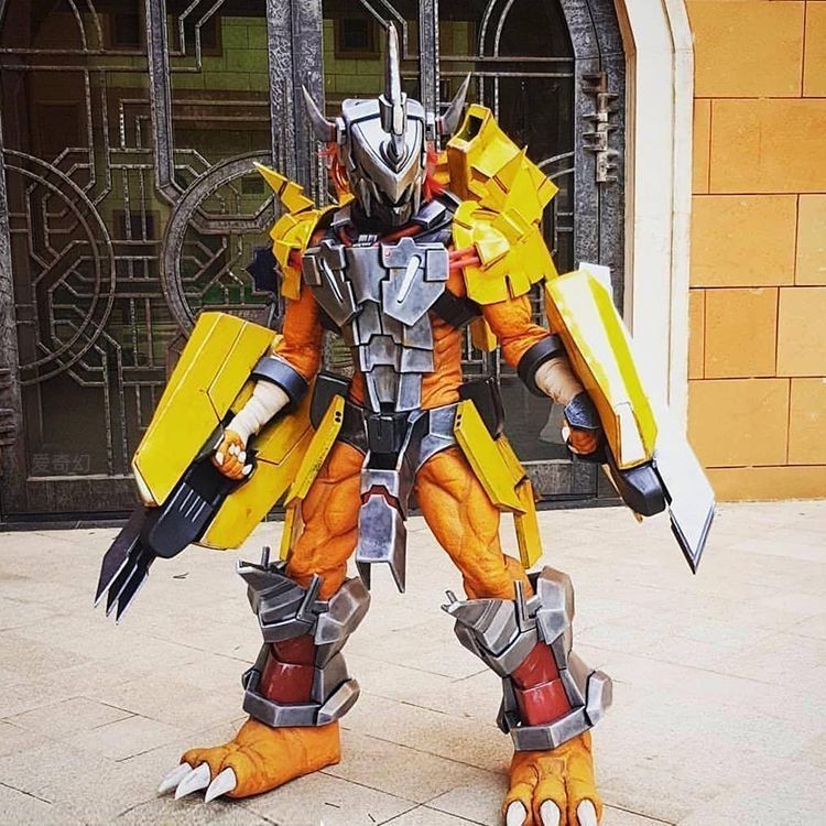(ผลิตภัณฑ์กึ่งสำเร็จรูป)cosplay1:1สวมบทบาทสวมชุดเกราะทั้งตัวต่อสู้กับไทแรนโนซอรัส x ดิจิมอนทำด้วยมือ