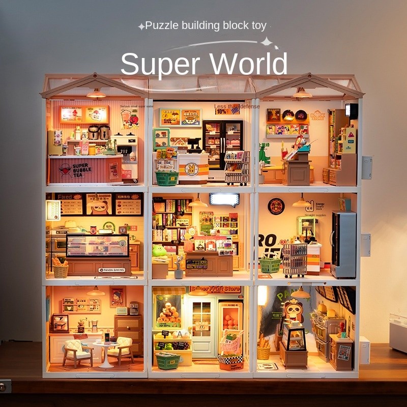 rolife super creator diy Hut Handmade House ชานมซูเปอร์มาร์เก็ต High-End ประกอบของเล่นของขวัญวันเกิด