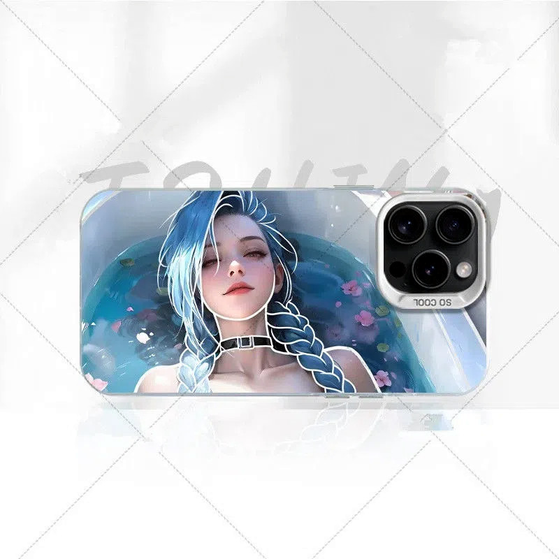 Jinx อินเทรนด์ Cool Girl Frosted สีสันเงินเหมาะสําหรับ iPhone 16 Pro Max 15 14 13 12 11 xs xr 7/8 เคสโทรศัพท์ High-End เฉพาะ