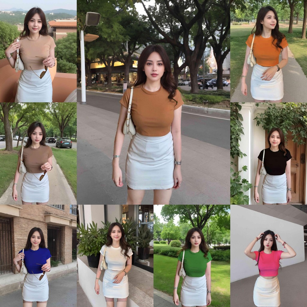 เสื้อยืดแขนสั้นแฟชั่นใหม่สไตล์เกาหลี ใส่ได้ในทุกวันเพิ่มความชิคในทุกลุค