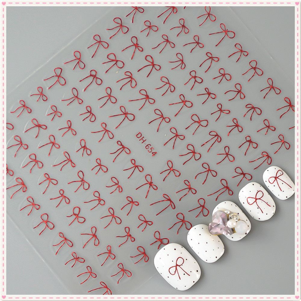 สติกเกอร์ติดเล็บ Redanco Nail Art Bow สีทอง สีเงิน สีแดงไวน์ สีดำ สีขาว สติ๊กเกอร์ติดเล็บลายการ์ตูนสุดน่ารัก อุปกรณ์ทำเล็บสำหรับร้านทำเล็บ JOYFEEL