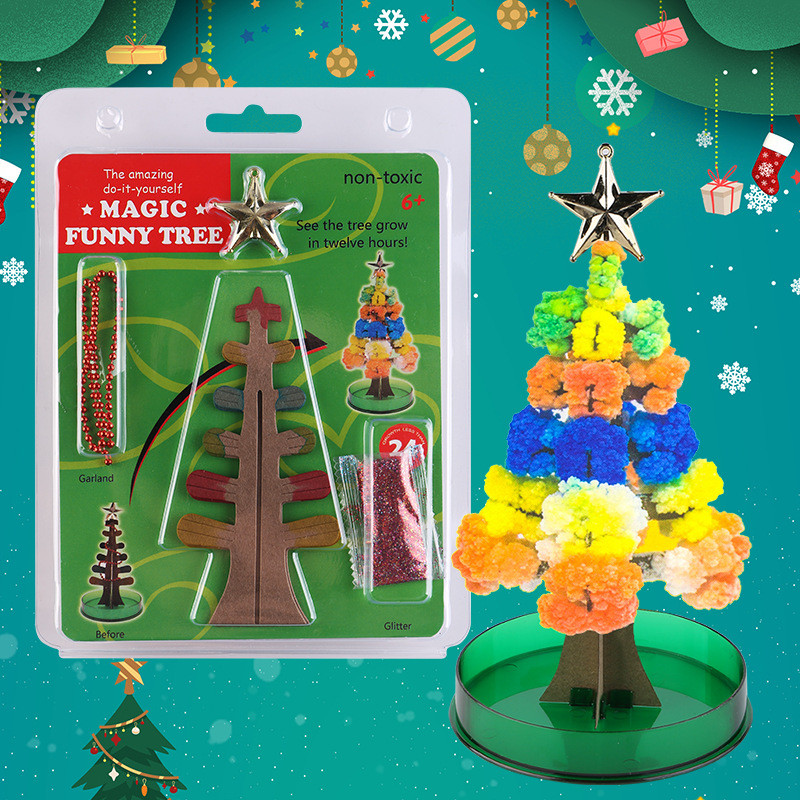 Hot Products#Fresh Stuff Christmas Toy Gift Christmas Paper Tree Flowering Crystal Tree Snowman Bran