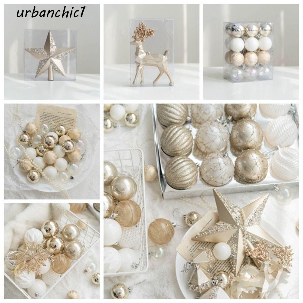 Urbanchic ลูกบอลต้นคริสต์มาส, พลาสติกจี้คริสต์มาสกันกระแทก, ตกแต่งเกล็ดหิมะลูกบอลขนาดใหญ่สีสันสดใสชุดเครื่องประดับ Party