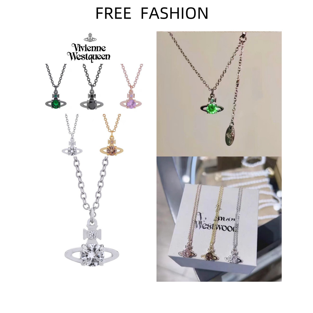 Vivie Classic Four-Claw Zircon Saturn สร้อยคอกระพริบเพชรโซ่กระดูกไหปลาร้าประณีตขนาดเล็ก