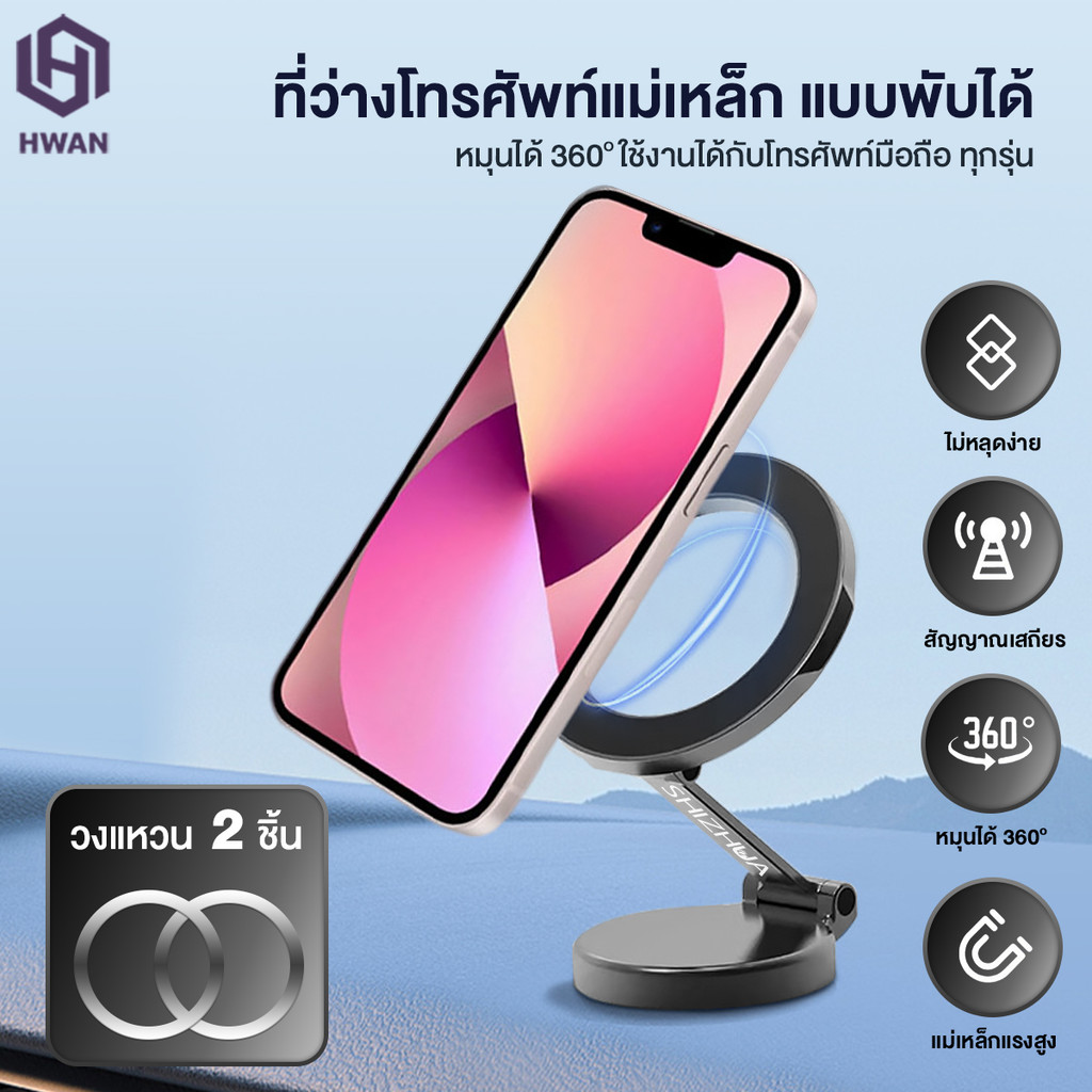 Magsafe Car Holder ที่ยึดโทรศัพท์​ใน​รถยนต์​แบบแม่เหล็ก สามารถหมุนได้ 360° พับได้ ประหยัดพื้นที่
