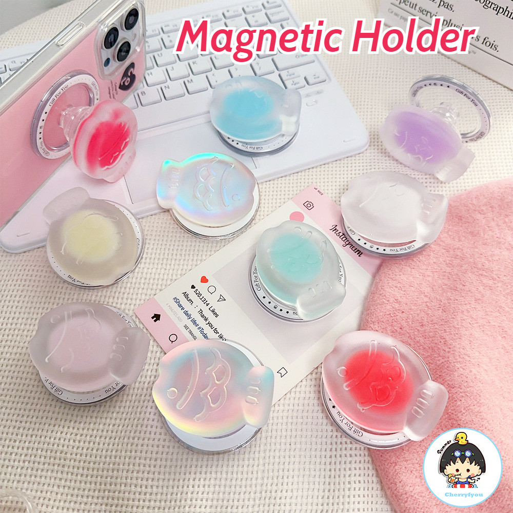 แฟชั่นเลเซอร์ Snapper Burn โปร่งแสง Matte Magnetic โทรศัพท์ Griptok Grip Tok Stand สําหรับ IPhone 16 พับไร้สายชาร์จกรณีผู้ถือแหวน