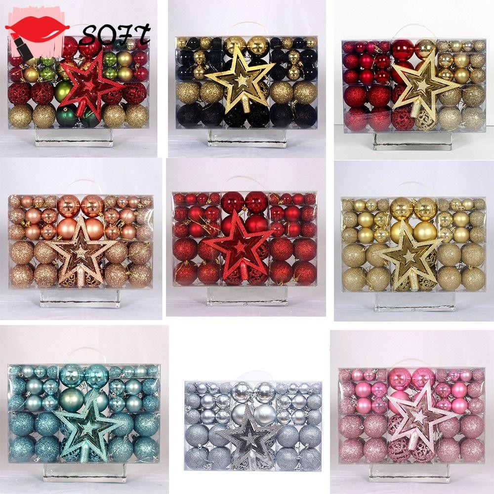 Softness 101PCS ชุดลูกบอลคริสต์มาส, Suspensable 10 สีลูกบอลต้นคริสต์มาส,แฟชั่นพลาสติก 3-6 ซม.Xmas Baubles บ้าน