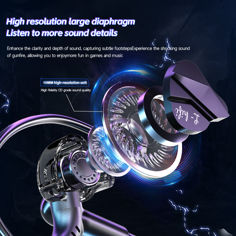 Elough G62 Digital Type-C/3.5MM หูฟังแบบมีสายพร้อมไมโครโฟนสําหรับเล่นเกมและกีฬาในหูแบบมีสายควบคุมหูฟังเบสหนักแน่น