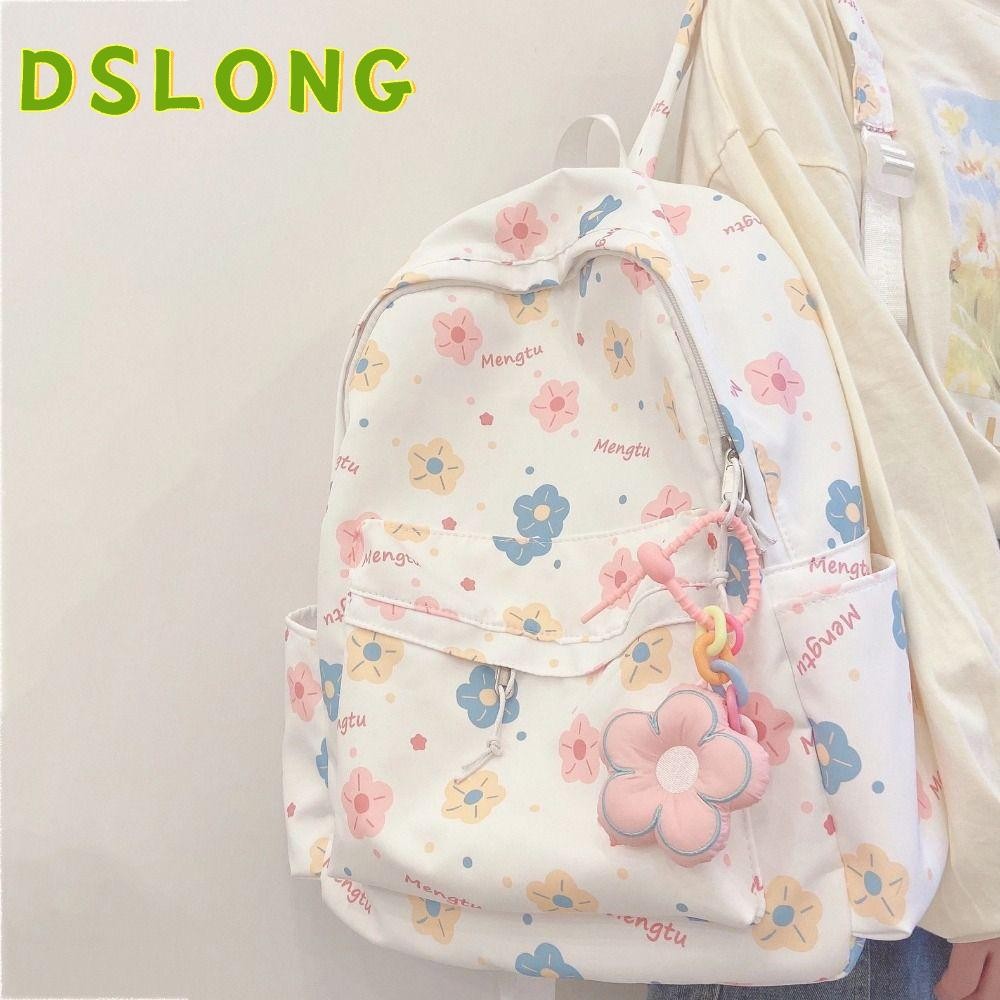 DSLONG กระเป๋าเป้สะพายหลัง ผ้าโพลีเอสเตอร์ พิมพ์ลายการ์ตูน น้ําหนักเบา จุของได้เยอะ ทนต่อการสึกหรอ สําหรับนักเรียน เดินทาง