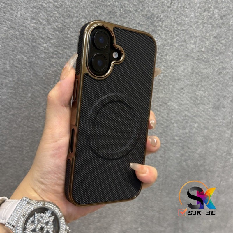 แม่เหล็กหรูหราเคสโทรศัพท์สําหรับiphone 16/15/14/13/12/11 Pro Max Plus 16Eพรีเมี่ยมหนังสังเคราะห์Electroplatedกรอบนุ่มกันกระแทกฝาครอบป้องกัน