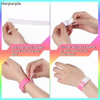 Herpurple 100pcs Party กระดาษสร้อยกระดาษสังเคราะห์สายรัดข้อมือพลาสติกสายรัดข้อมือรูปแบบกระดาษการ์ดสายรัดข้อมือ TH