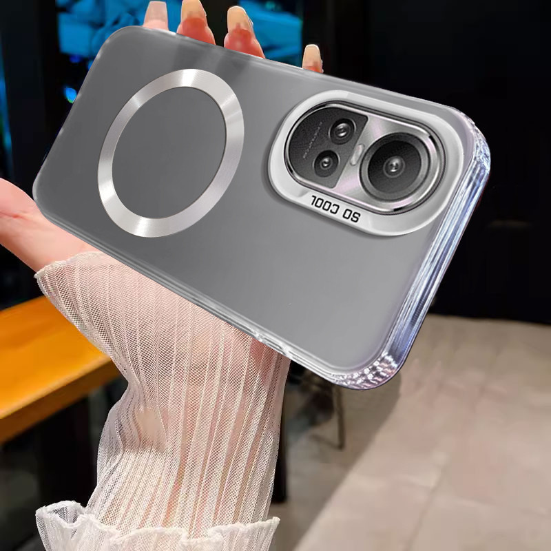 ปลอกสําหรับ OPPO RENO 10 5G RENO 10 PRO 5G RENO 11 PRO 5G แม่เหล็กไร้สายสีเงินออกแบบใหม่เคสโทรศัพท์ SJSFDDR