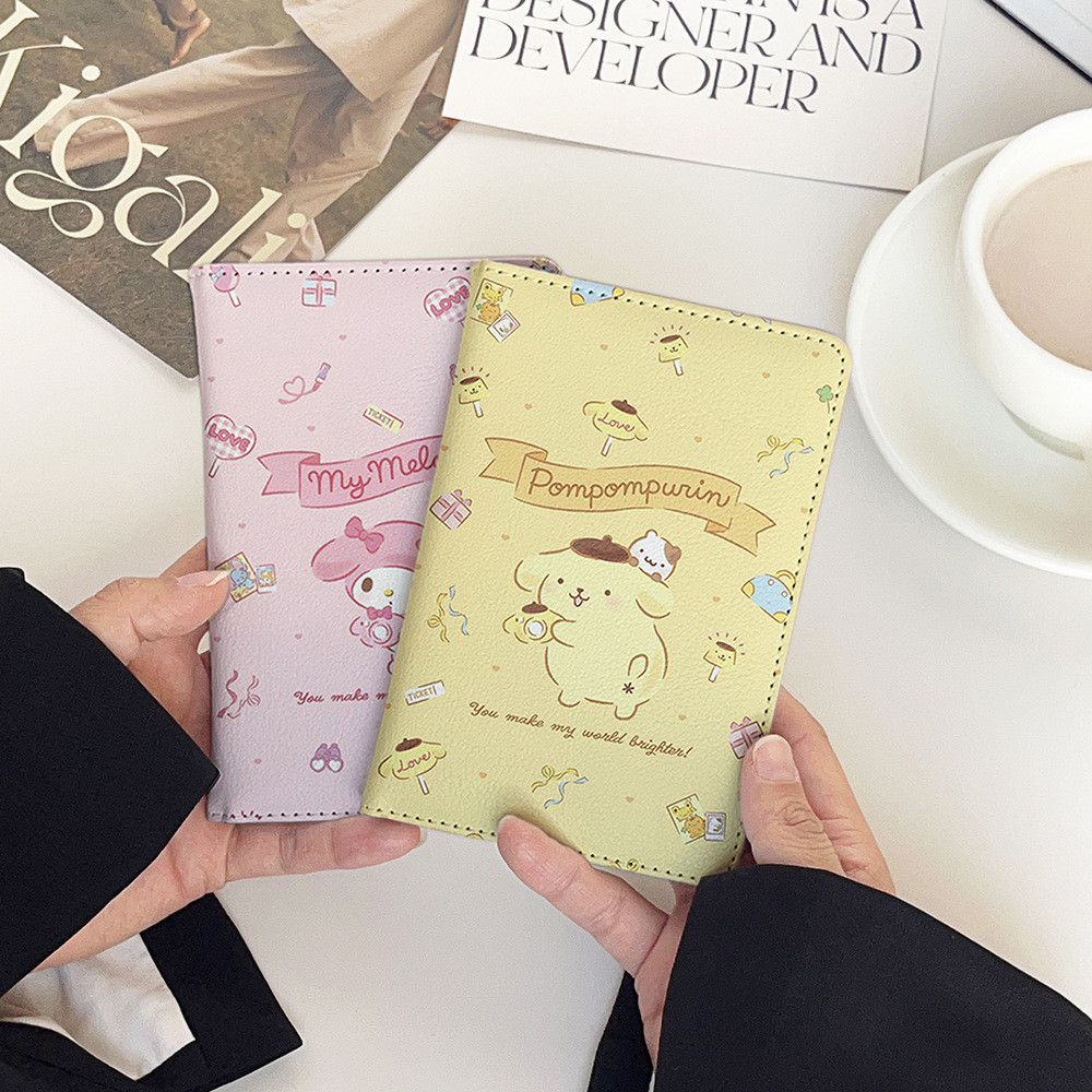 Kuromi Melody Sanrio Abroad Passport Card Holder Passport Protective Case Document Storage Bag Travel Passport Holder