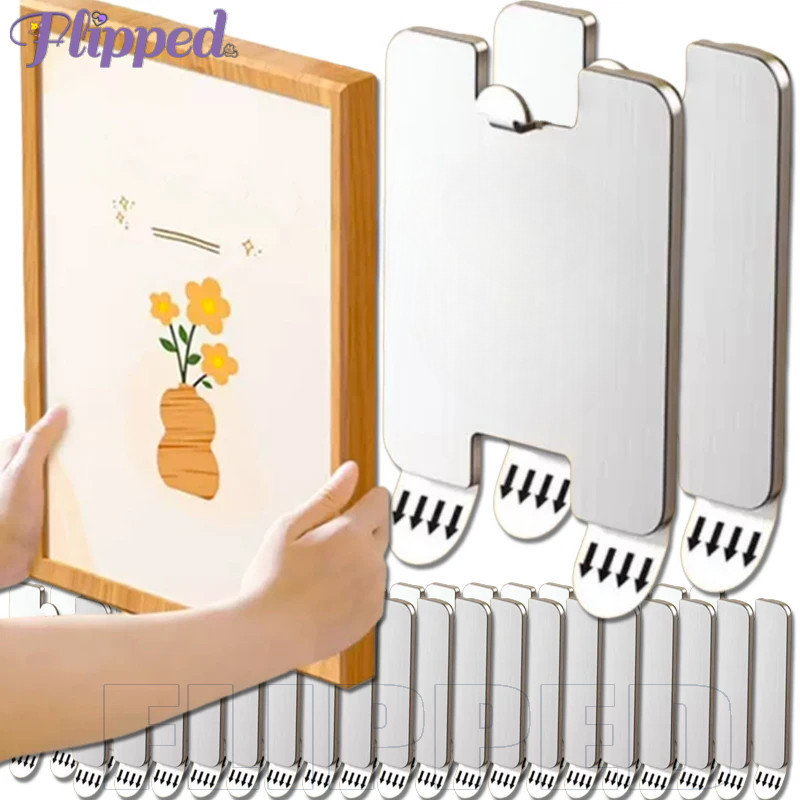 ต่อย-ฟรี กรอบรูปตะขอสแตนเลสโปสเตอร์แขวนสติกเกอร์ติดด้วยตนเองภาพคงที่เทปอุปกรณ์ตกแต่งบ้าน