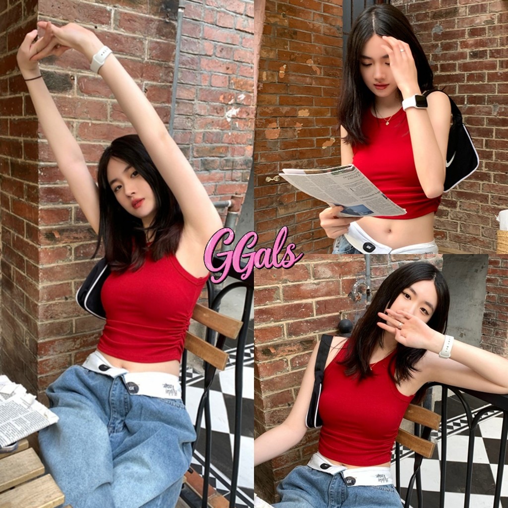 GGals เสื้อกล้าม สีพื้น มีฟองน้ำ รัดรูป เสื้อกล้ามผู้หญิง สไตล์ลำลอง ผ้านุ่ม ใส่สบาย ส่งไวจากไทย#FY2065-H