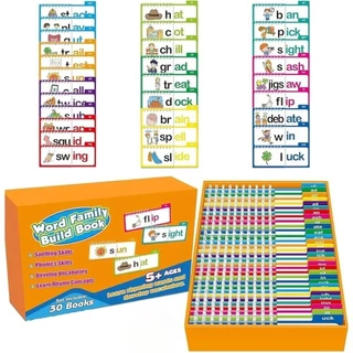 Keepin Reading Flip Book, Montessori Early Educational 30 อ่านพลิกหนังสือ,ของเล่นเพื่อการศึกษา Words & ภาพ Interactive Creative Word Family Build หนังสือของเล่นเด็ก