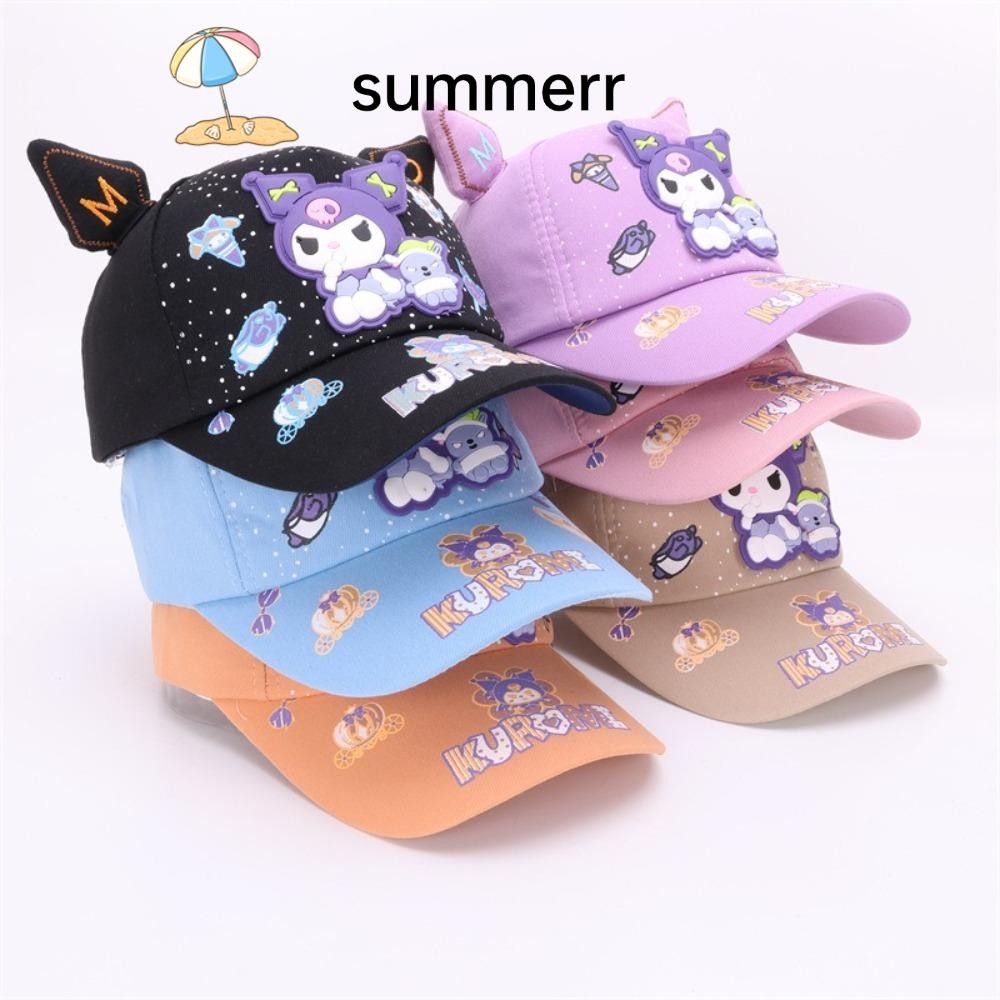 SANRIO ฤดูร้อน หมวกเบสบอลเด็ก, ซานริโอ คุโรมิ หมวกกันแดดแบบปรับได้, หมวกกันแดดลายการ์ตูนระบายอากาศสําหรับเด็กชายและเด็กหญิง