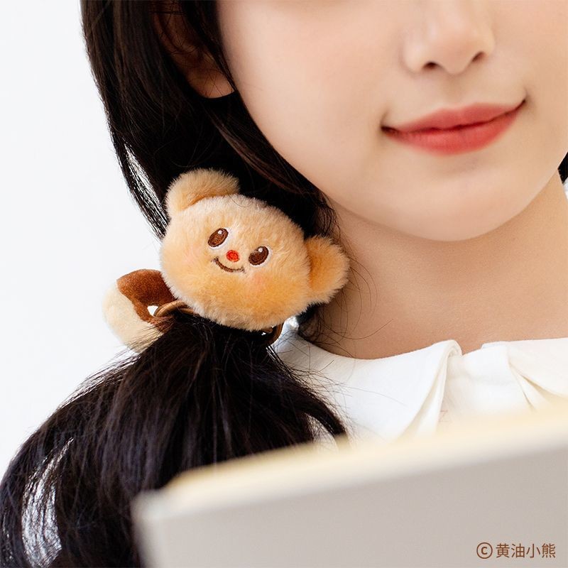 LLG777ความยืดหยุ่นปานกลาง ยางรัดผมผ้าขนฟู Butterbear คลิปผม อุปกรณ์เสริมผมน่ารัก ปิ่นปักผม✨ - รูปที่ 2