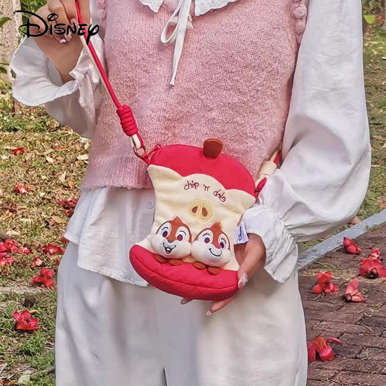 Disney cute Stitch Woody ตุ๊กตาสามตา Chip and Dale กระเป๋าถือขนาดเล็ก กระเป๋าสะพายข้างตุ๊กตา