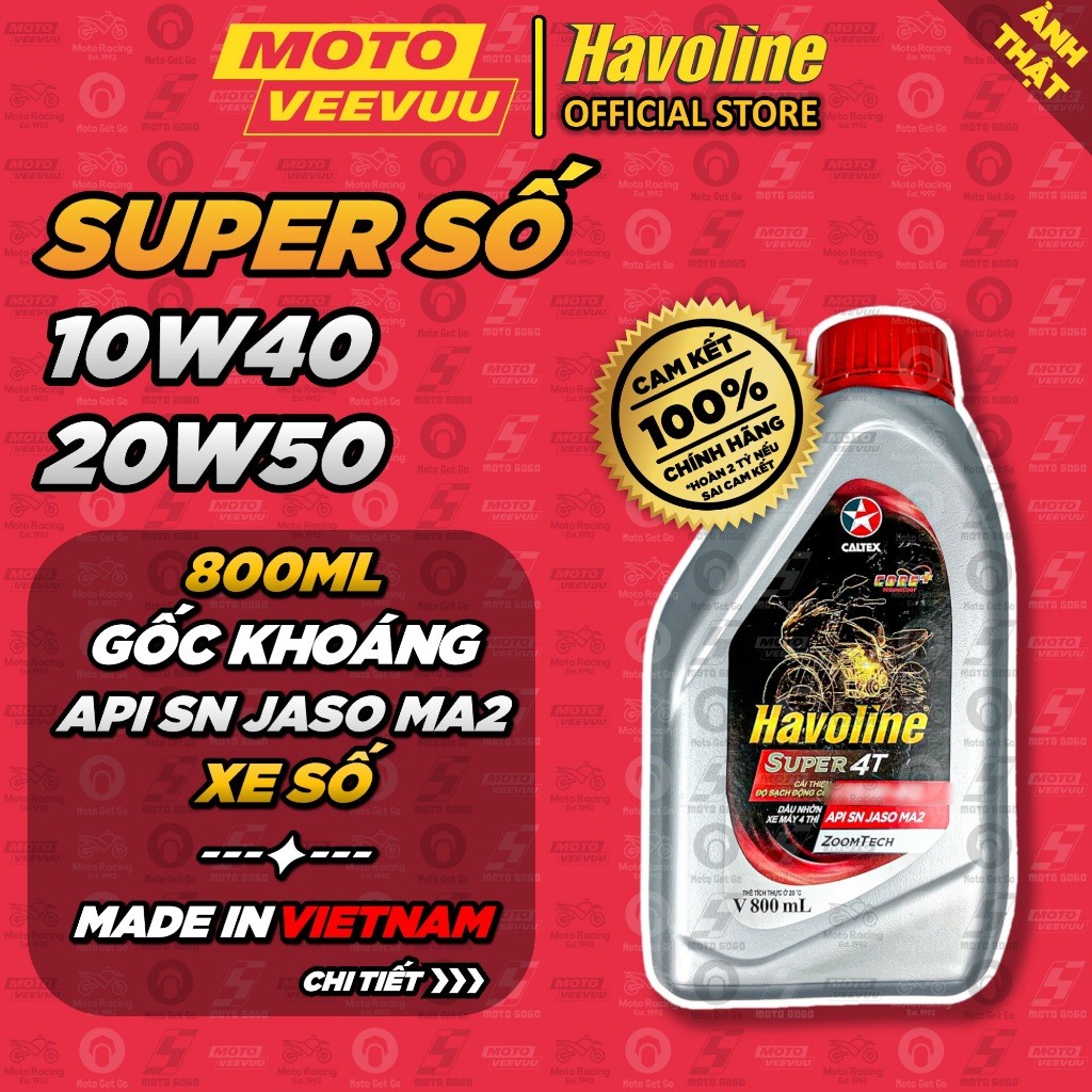 [MTV] น้ํามันหล่อลื่น No. CALTEX HAVOLINE SUPER 4T 10W40 20W50 800ml ฐานแร่พร้อมสารเติมแต่ง<END>
