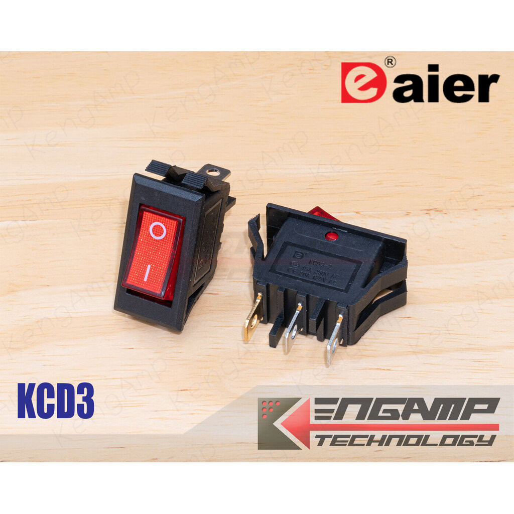 (1ตัว) [SW] KCD3-101N-2C 15A/250V Eaier สวิตซ์กระดกขนาด 16x32mm ช่องติดตั้ง 13.5x28mm