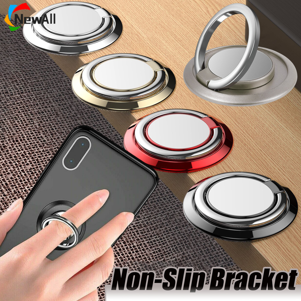 ที่วางแหวนโทรศัพท์พร้อมขาตั้ง | 360° ขายึดโลหะผสมสังกะสีแบบหมุนได้, การออกแบบบางเฉียบสําหรับมือถือ/แท็บเล็ต, อุปกรณ์เสริม 6 สีสําหรับใช้ในทุกวัน