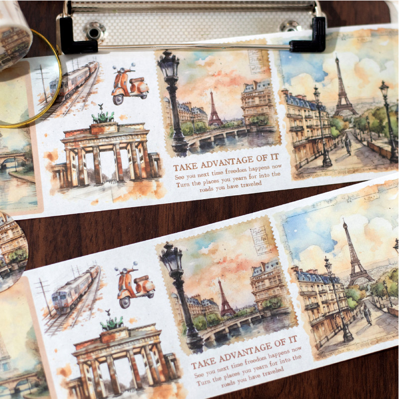 Wei 70 มม.*2 ม. 1 ม้วน [Embrace The World Series] คู่มือการสร้างภูมิทัศน์ที่สวยงามกระดาษกาว Washi เทป Washi Scrapbooking วัสดุสมุดภาพชุด