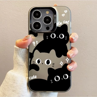 🔥ส่งจากไทย🔥 เคสไอโฟน11/12/13/14/15 Pro Max Cute Black Cat TPU Matte Case For iPhone 11,12,13,14,15,13PM,14PM,15PM เคส