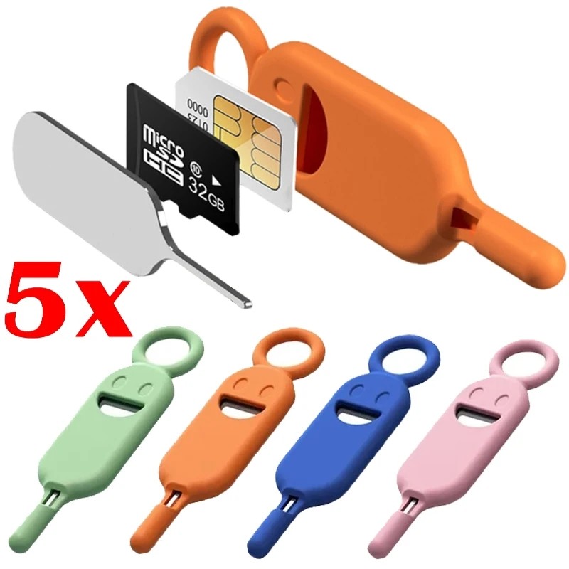 2IN1 Universal Sim SD การ์ดถาดเปิดเครื่องมือซิลิโคนอ่อนนุ่มฝาครอบป้องกัน Anti-lost ถาด Ejector Pin เข็มเปิด Ejector