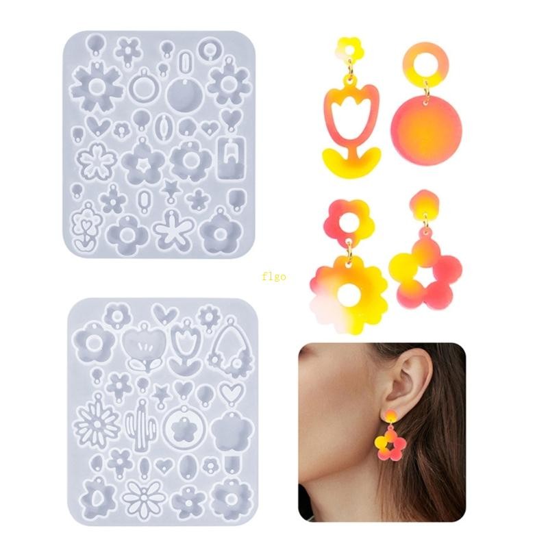 Flgo เครื่องมือต่างหูดอกไม้แม่พิมพ์ Eye จับหูแหวนซิลิโคนเรซิ่น Mould ที่กําหนดเองเครื่องประดับทํา Moulds สําหรับ Craft L