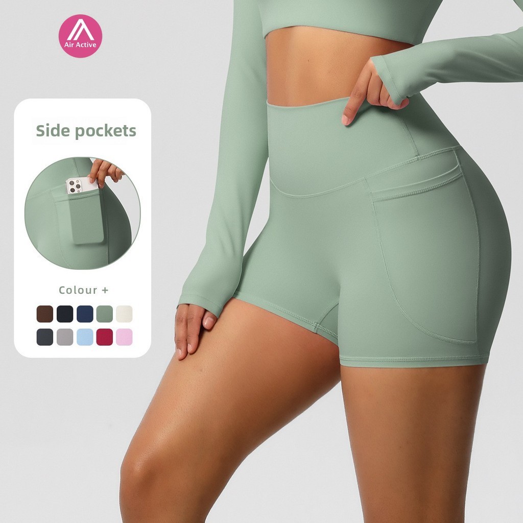 Airactive Leisure  Yoga Sports Shorts High Waist Side Pockets Breathable