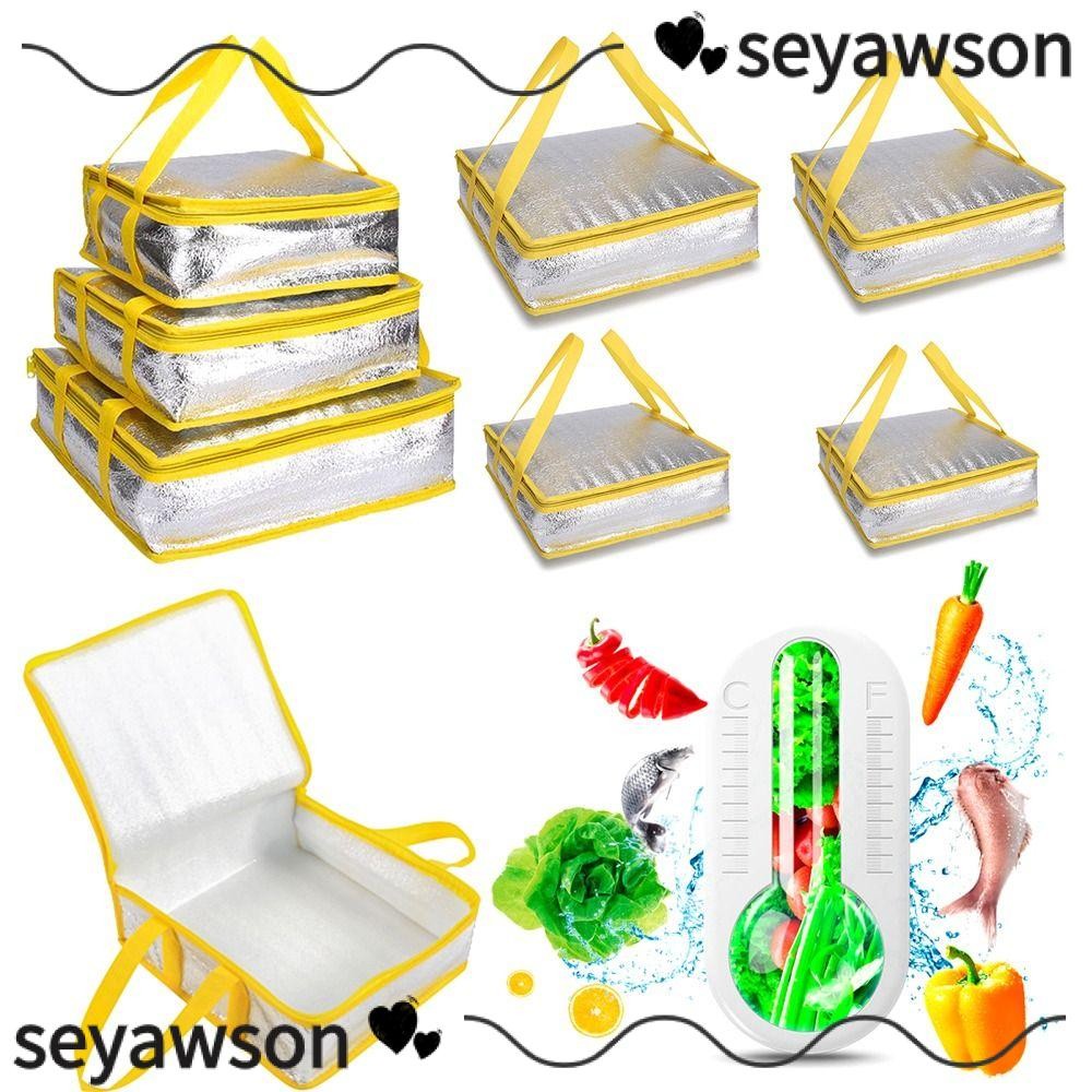 SEYAWSON Pizza Delivery Bag อาหารพับได้ กระเป๋าเก็บความเย็น Carrier