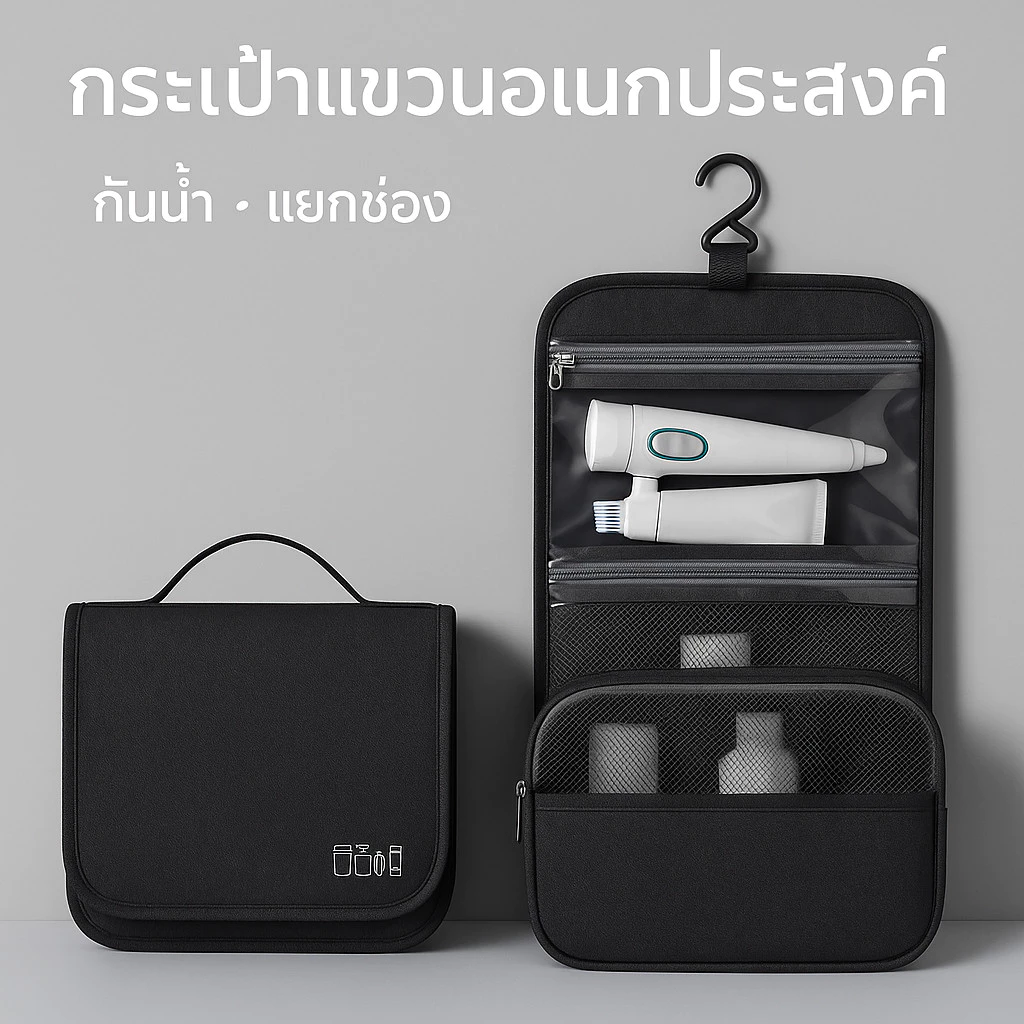 พร้อมส่งจากไทย 🇹🇭 Travel Organizer Bag ใส่อุปกรณ์อาบน้ำ ความจุขนาดใหญ่ แบบพกพา น้ำหนักเบา กระเป๋าเก็บกันน้ำด้านหน้า