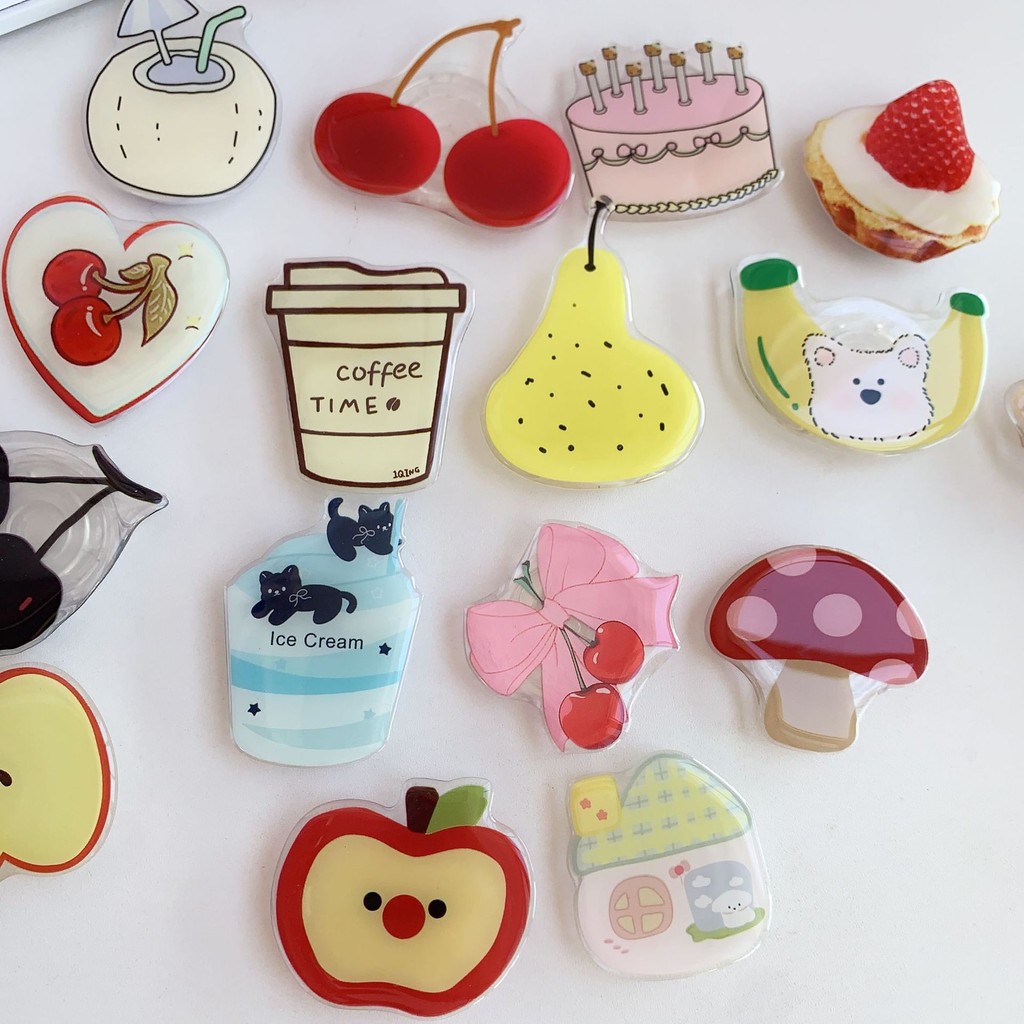 Ins ภาพประกอบ Apple Coconut Phone Griptok Universal Smart Tok Griptok Stand Holder สําหรับ IPhone ที่วางแบบพับได้ Lazy Bracket