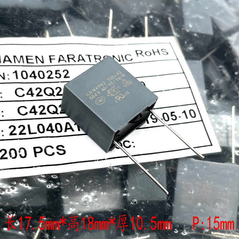 10 ชิ้น/ล็อต MKP62 Farad X2 ตัวเก็บประจุความปลอดภัย 684 680nf 0.68uf 305V 275V X2 P = 15 มม./22.5 มม