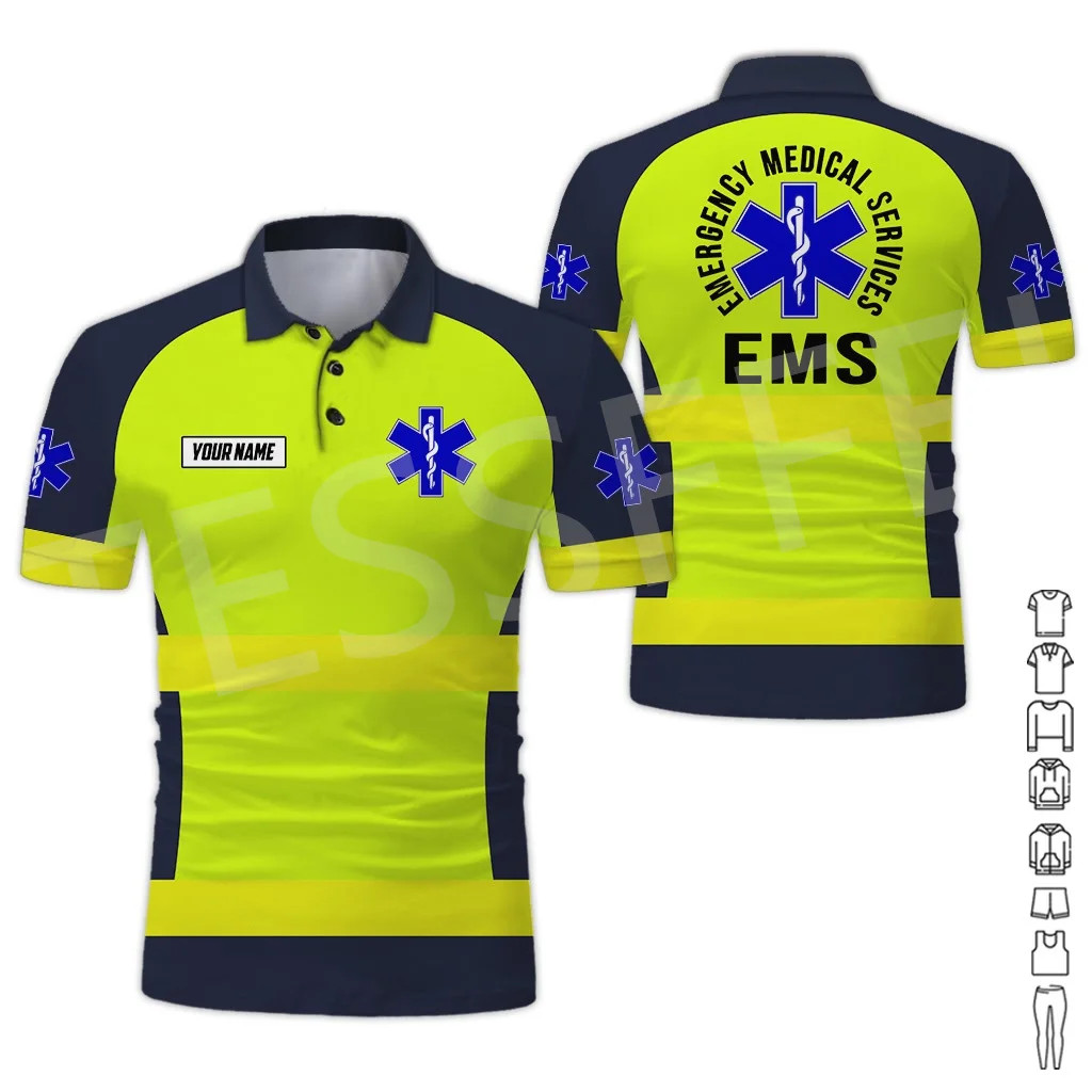 NewFashion Custom ชื่อคอสเพลย์ EMS Paramedic EMT 3DPrint ฤดูร้อนผู้ชาย Casual Harajuku เสื้อโปโลเสื้