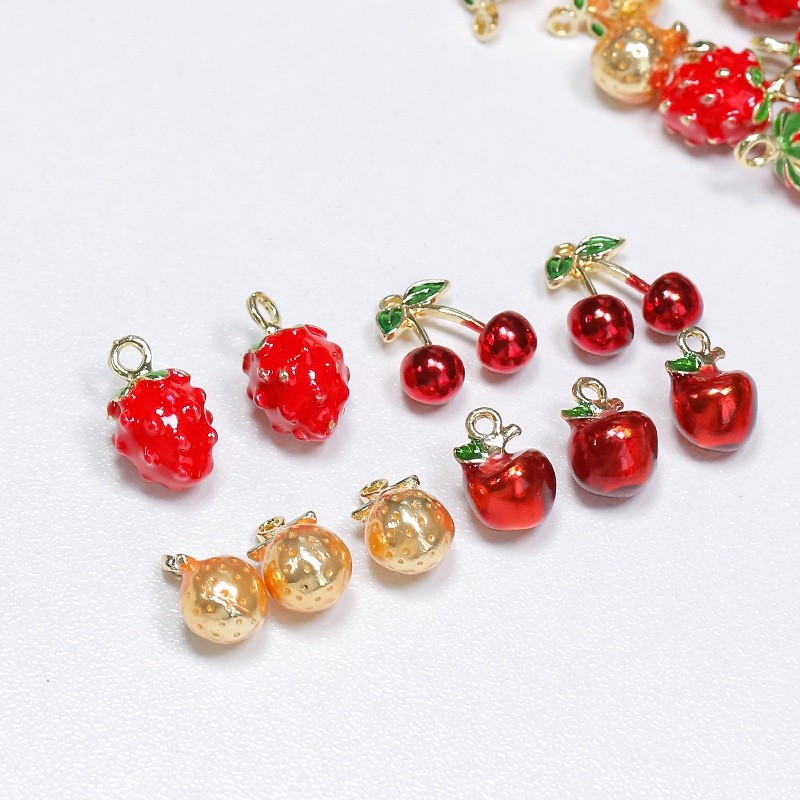 JT8 Retro ins สไตล์สตรอเบอร์รี่เชอร์รี่ Apple ผลไม้จี้ DIY สร้อยข้อมือสร้อยคอต่างหูเครื่องประดับวัสด