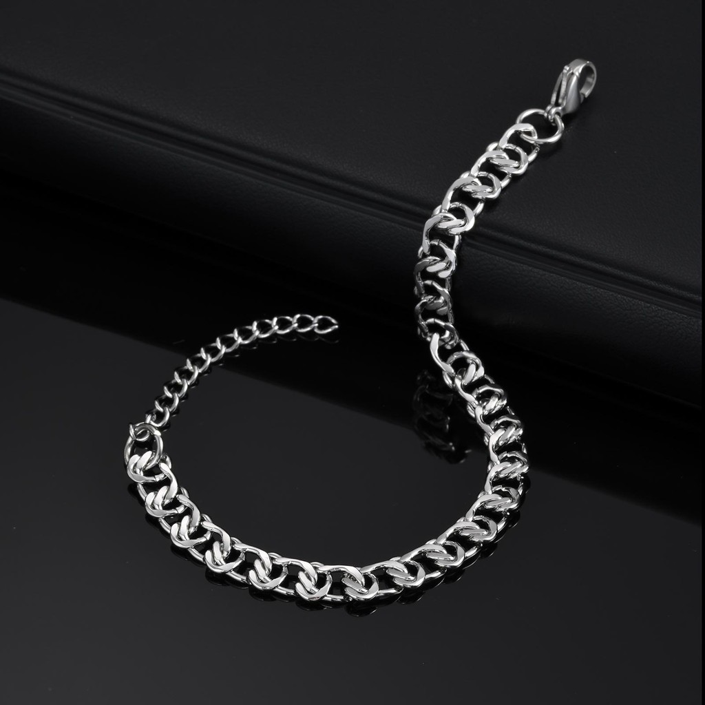 Vnox Simple Link Chain Bracelet for Men, Stainless Steel Hypoallergenic Chain Bracelet,Simple Fashion Jewelry Gift ราคา ถูกที่สุด ดีลบีเคเค แกลเลอรีภาพที่ 5