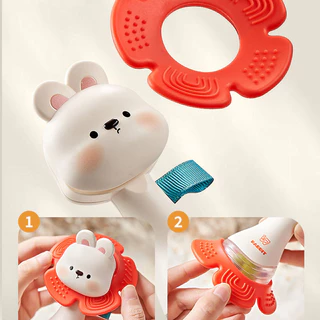 Berma Baby ยางกัดเด็ก 2 in 1 เขย่ามือเขย่า ของเล่นกระดิ่งมือ ยางกัดแบบถอดได้ ของเล่นเด็ก