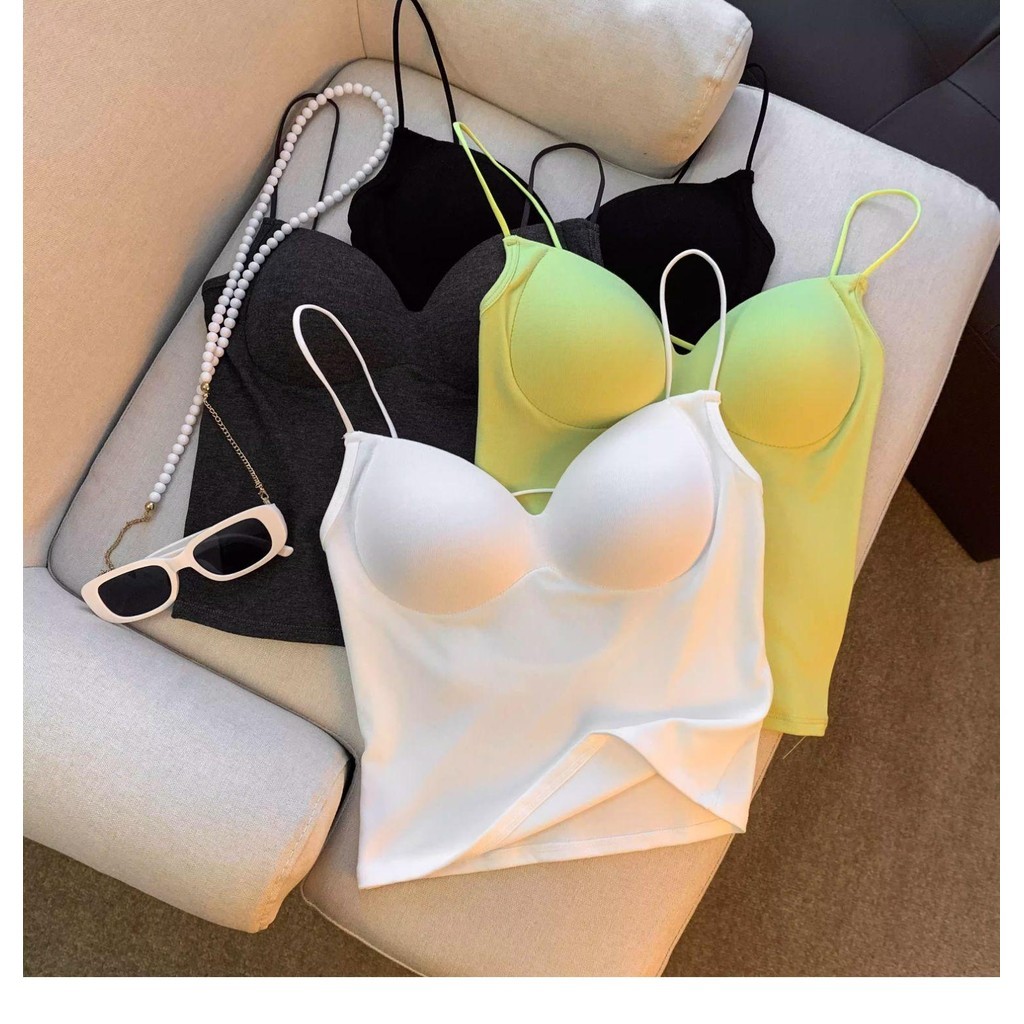 เสื้อสายเดี่ยวมีบราในตัว เซ็กซี่ Built-in Bra camisole 6085