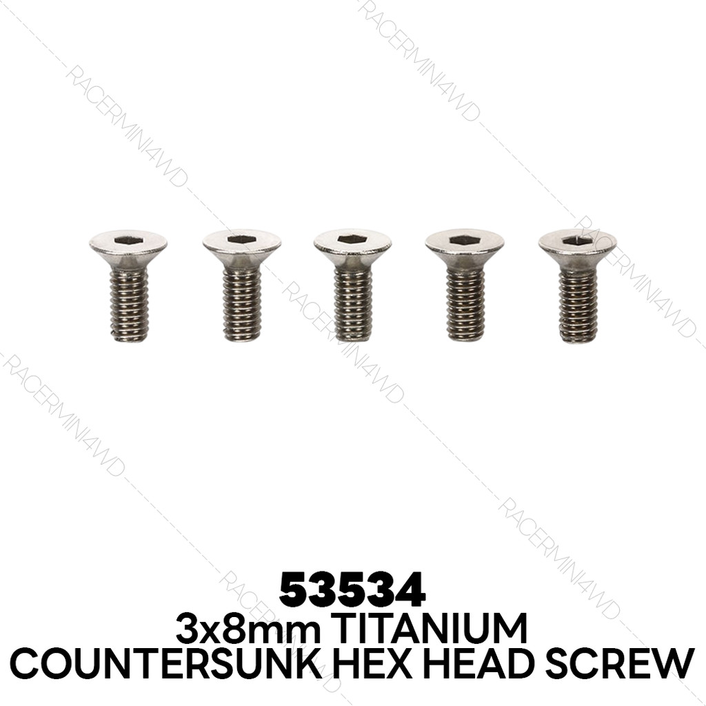 TAMIYA R/C 3x8mm Titanium Countersunk Hex Head Screw (5pcs.) 53534